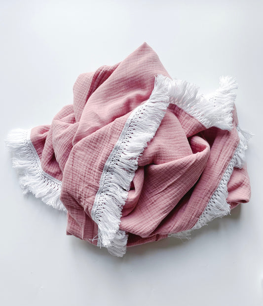 Tassel Fringe Blanket • Dusty Pink