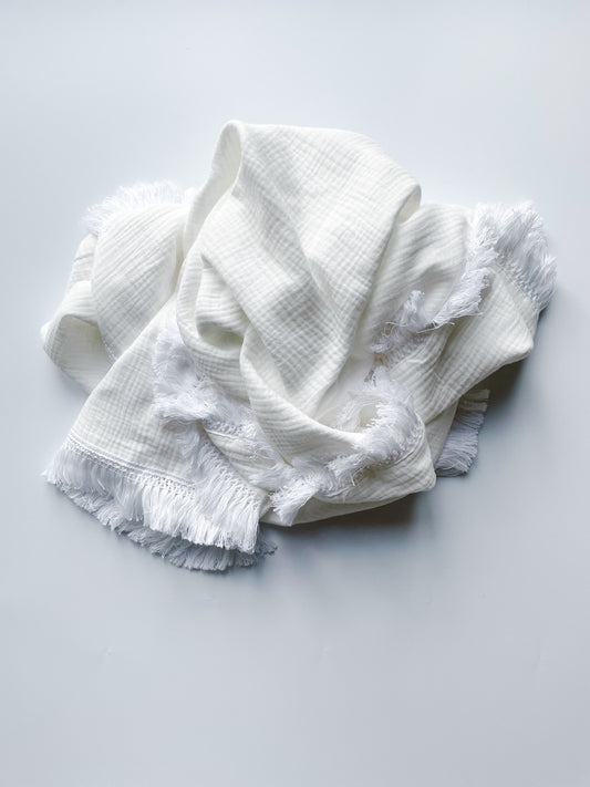 Tassel Fringe Blanket • White
