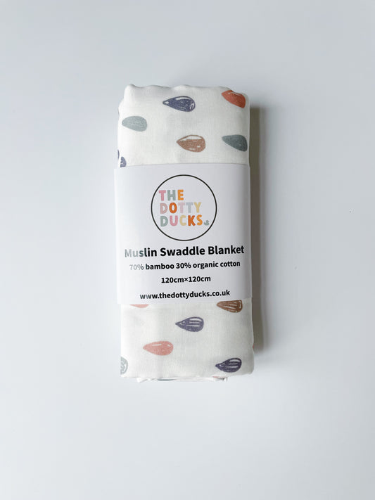 Muslin Swaddle • Raindrop Print