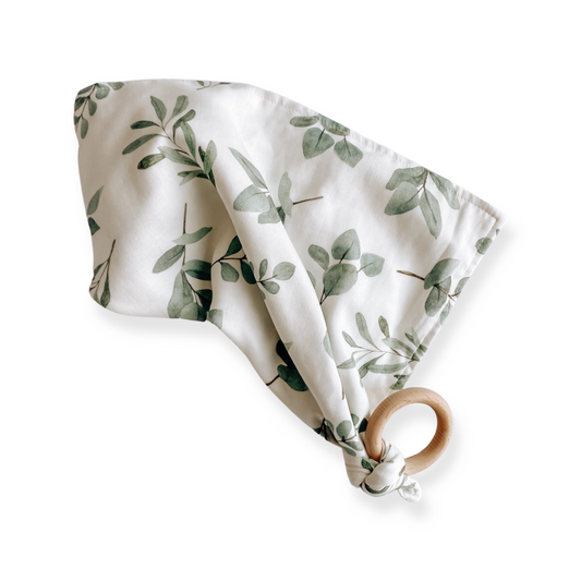 Comforter with teething ring • Eucalyptus Print