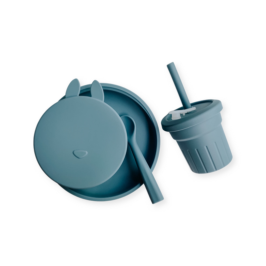 Bowl, Plate, Spoon & Travel Cup • Teal