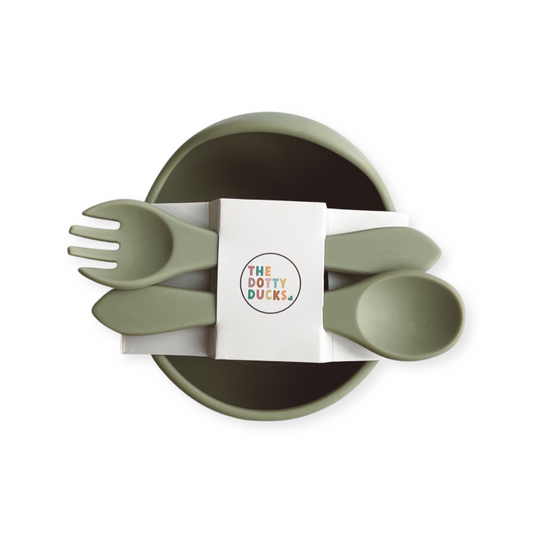 Bowl, Spoon & Fork Set • Sage