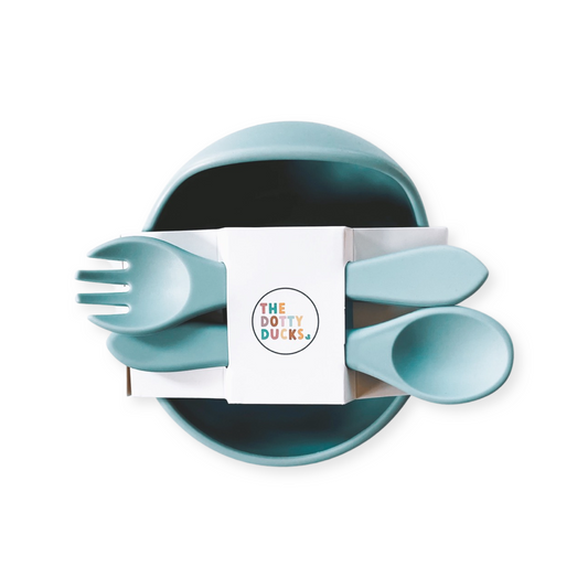 Bowl, Spoon & Fork Set • Blue