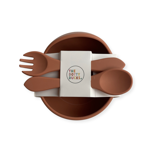Bowl, Spoon & Fork Set • Pumpkin