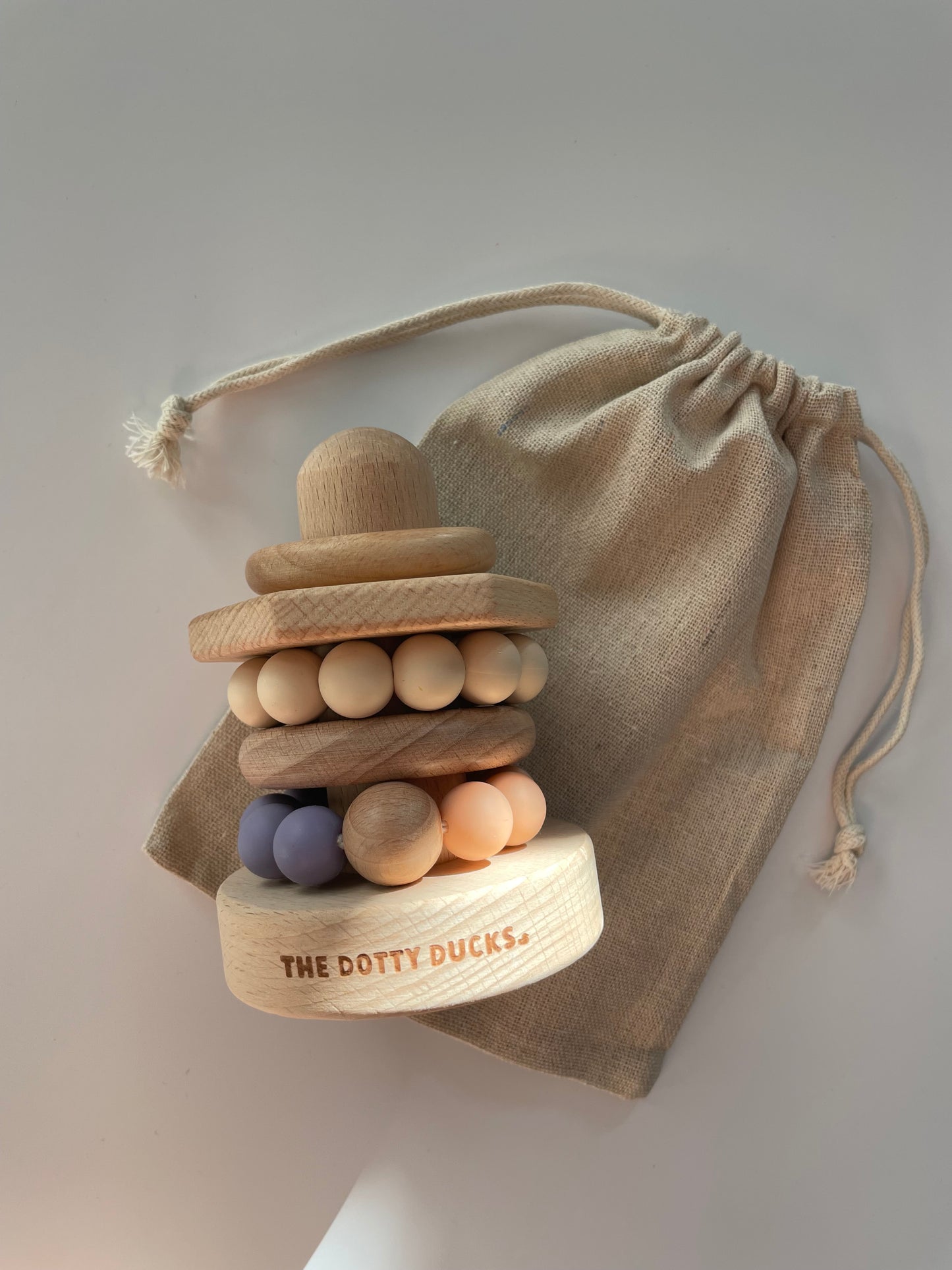 Wooden & Silicone Stacking Toy - Peach & Lilac